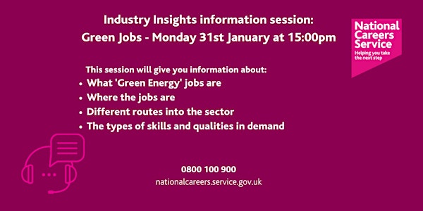 Industry Insights Information Session - Green Jobs