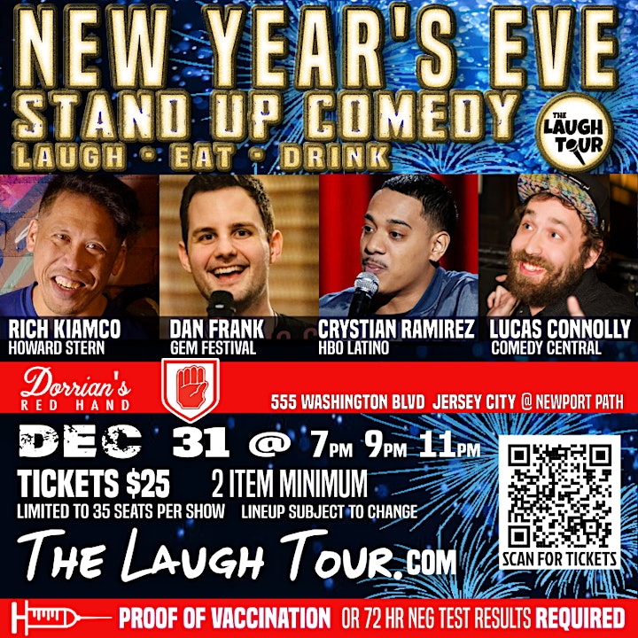 
		NEW YEARS EVE The Laugh Tour Comedy Show @  Dorrian's JC  *PROOF of VAXreq image

