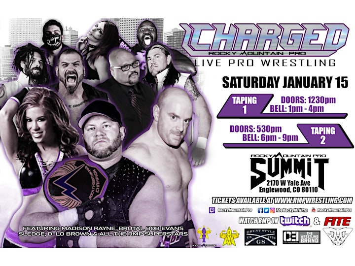
		Rocky Mountain Pro CHARGED  Live Pro Wrestling TV Taping at The RMP Summit image
