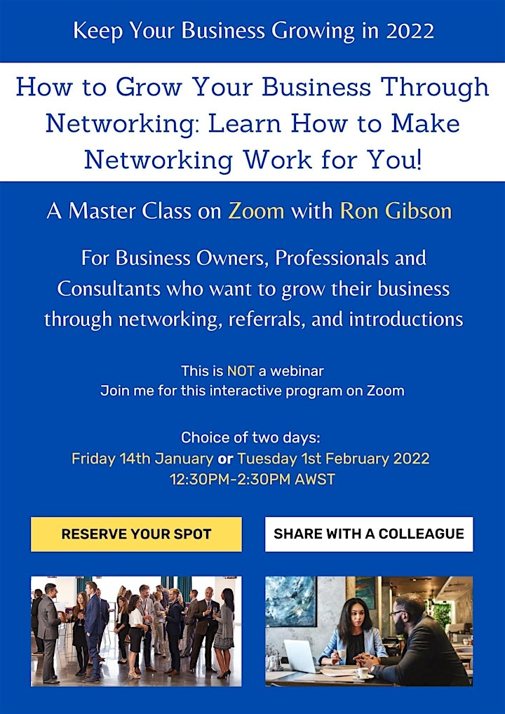 
		How to Grow Your Business Through Networking - Virtual MasterClass image
