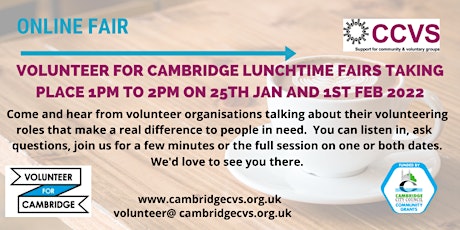 Volunteer for Cambridge Online lunchtime Fair tickets