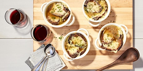 French Onion Soup with Gruyere Cheesy Toast Cooking Class ingressos