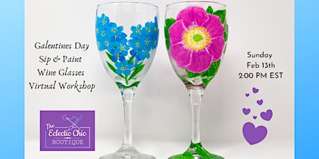 Galentines Day Sip & Paint Wine Glasses Virtual Workshop primary image