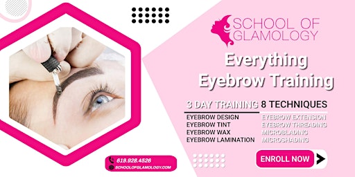 School of Glamology: Everything Eyebrows, 3 Day Training, Learn 8 Methods!