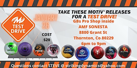 Motiv Test Drive hosted by GBs pro shop located inside AMF SONESTA tickets