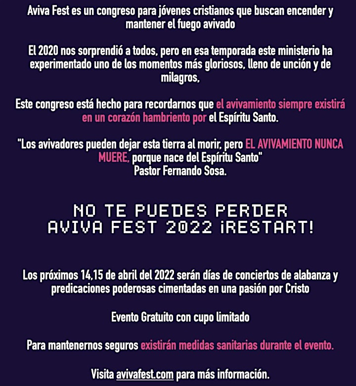 Imagen de AvivaFest 2022 - RESTART - Recuperando lo perdido