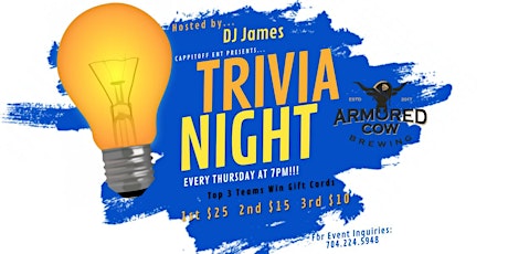 Thursday General Knowledge Trivia at Armored Cow Brewing Co tickets