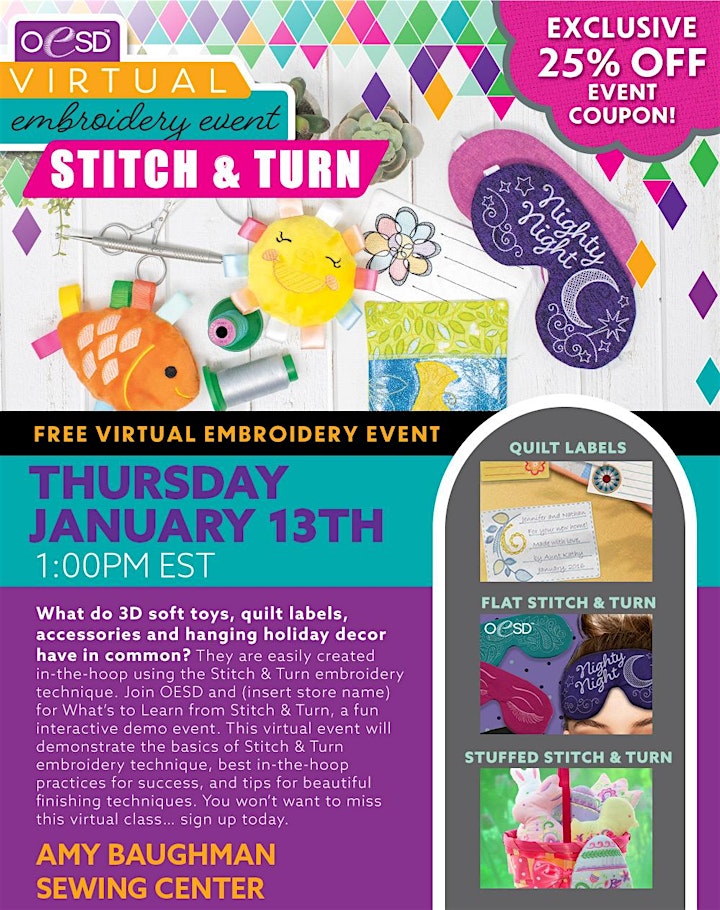 
		Amy Baughman Sewing Center Virtual Embroidery Event image
