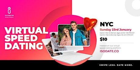 Isodate's NYC Virtual Speed Dating - Swipe Less, Date More tickets