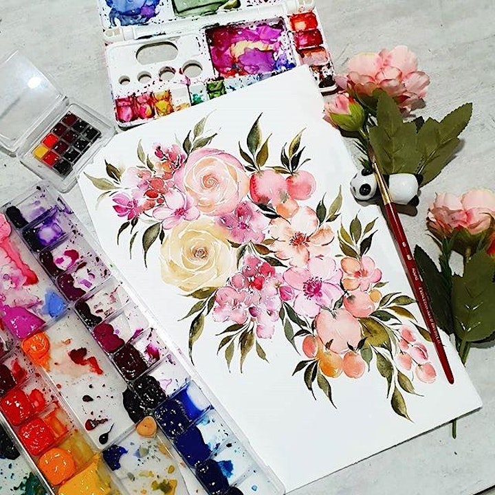 Watercolor Florals and Brush Lettering Course by Kathleen - MP20220618WFBL image