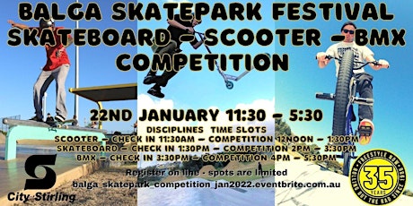 Balga Skatepark festival - scooter, skateboard, bmx competition tickets