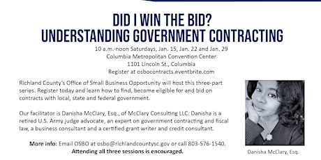Did I Win the Bid? Understanding Government Contracting Series (3 Sessions) tickets