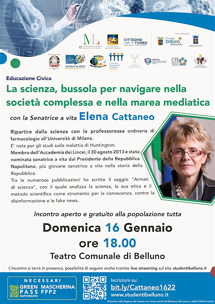 
		Immagine Attenzione, evento rinviato a marzo  - Incontro con la Sen. Elena Cattaneo

