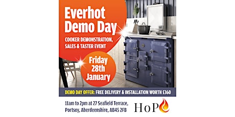 Everhot electric range cooker sales, demo & taster event tickets