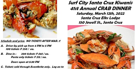 2022 Surf City Kiwanis 41st Annual Crab Feed - Pasta Only tickets