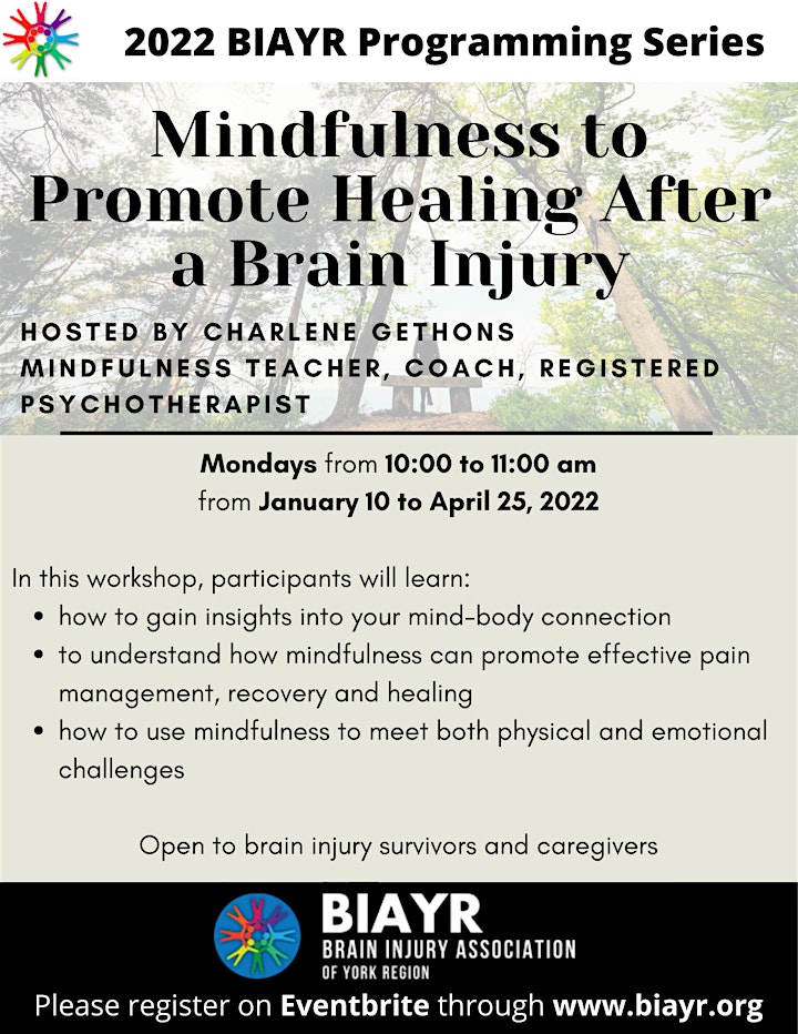 Mindfulness for Healing After Brain Injury - 2022 BIAYR Programming Series image