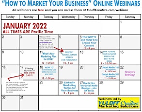 Your January Free Marketing Webinars tickets