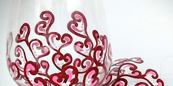 Sweet Swirly Hearts Wine Glass Painting