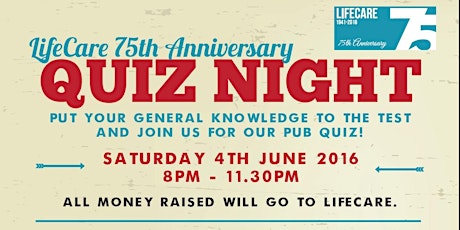 Hauptbild für LifeCare 75th Anniversary Pub Quiz