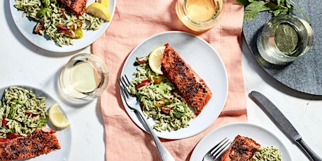 Cedar Plank Salmon with Orzo Tabbouleh Cooking Class billets