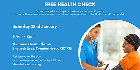 Free Health Check at Thornton Heath Library tickets