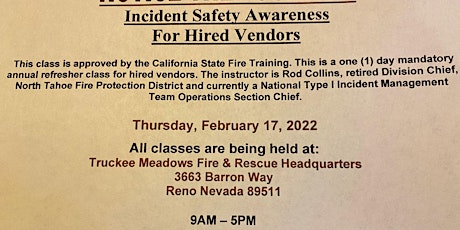 Incident Safety Awareness for Hired Vendors tickets