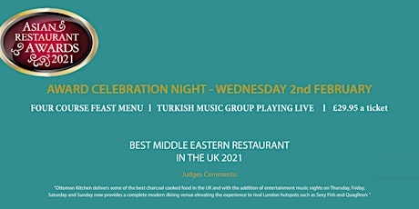 Ottoman Kitchen Award Celebration Gala Night tickets