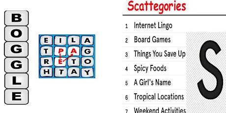 Scattergories and Boggle Your mind  Fundraiser (live host) via Zoom (EB) tickets
