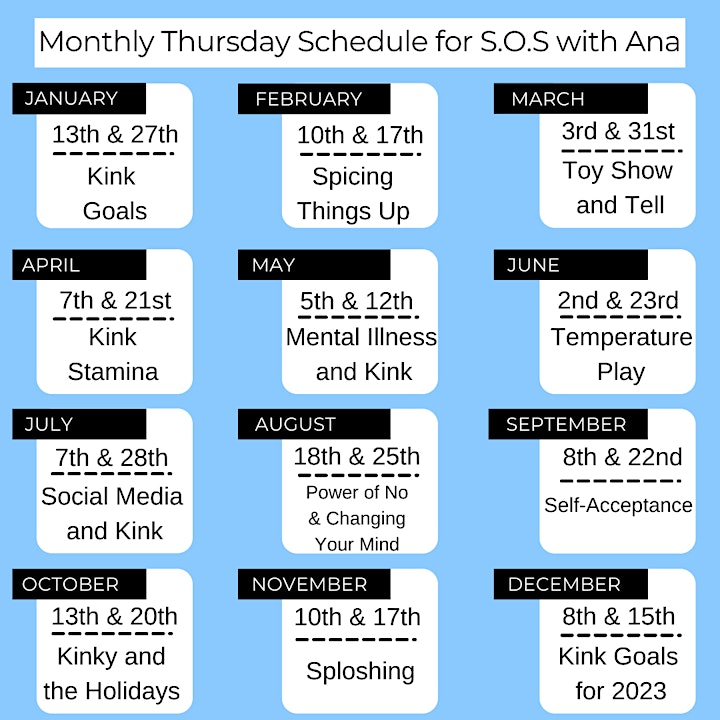 *Virtual Discussion Group* S.O.S. with Ana Bi-Monthly on Thurs 6-7:3 image
