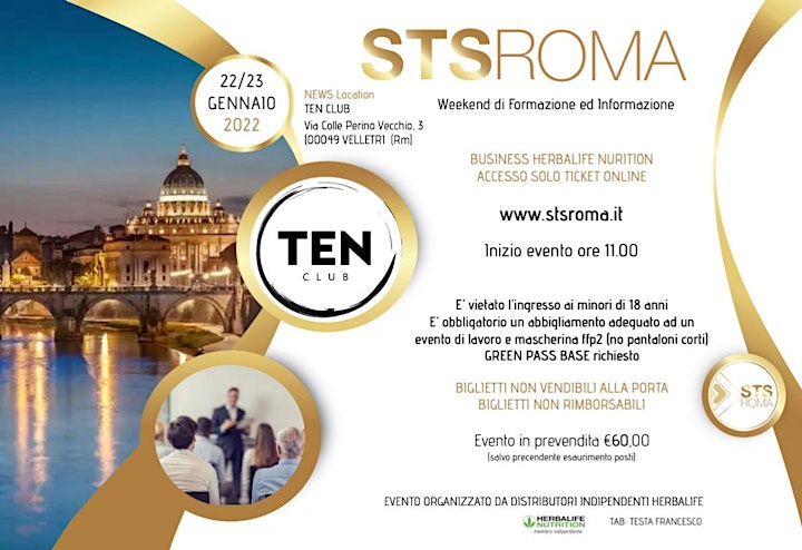 Immagine STS ROMA Gennaio | Weekend di Formazione BUSINESS Herbalife Nutrition