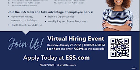 ESS Virginia Substitute Teacher Virtual Hiring Event tickets