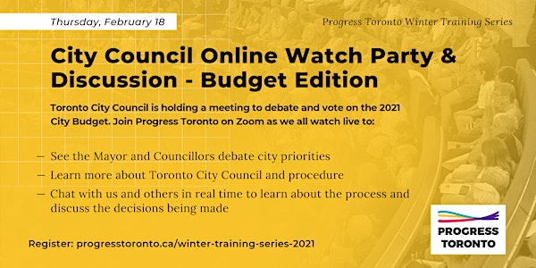 Winter Training Series: 2022 City Budget Online Watch Party & Discussion