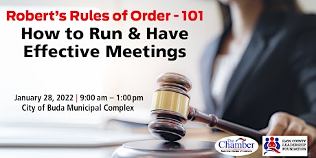 ROBERT’S RULES OF ORDER 101 - How to Run and Have Effective Meetings tickets