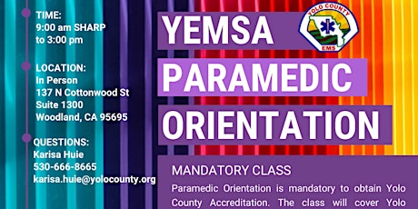 YEMSA: Paramedic Orientation for Accreditation - On Zoom tickets