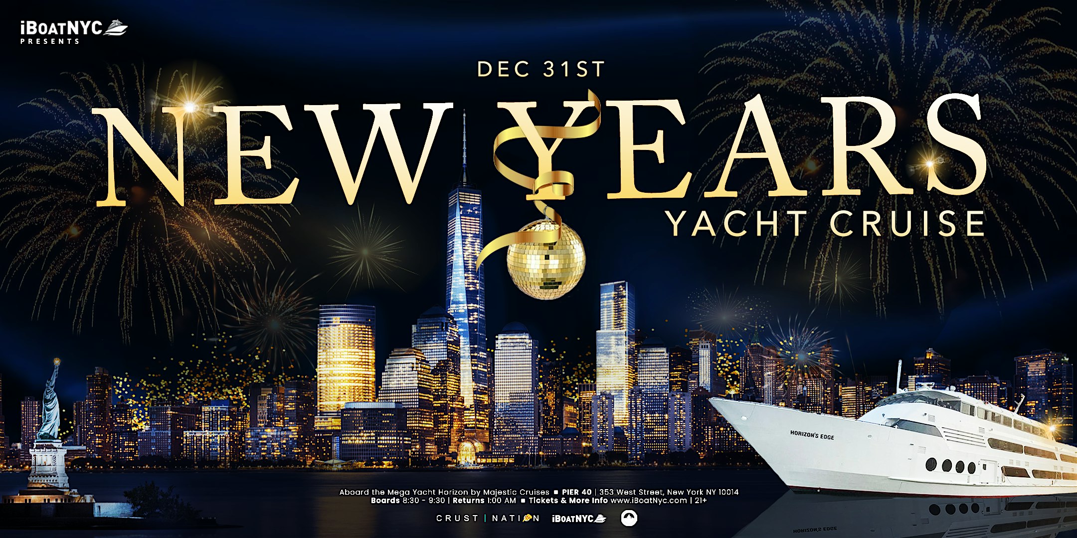 New York New Year's Eve Fireworks Party Cruise 2023 ( ALL AGES )