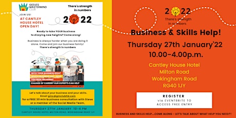 GMC  Event Thursday- Cantley Hse Hotel, Business & Skills -OPEN DAY - FREE tickets