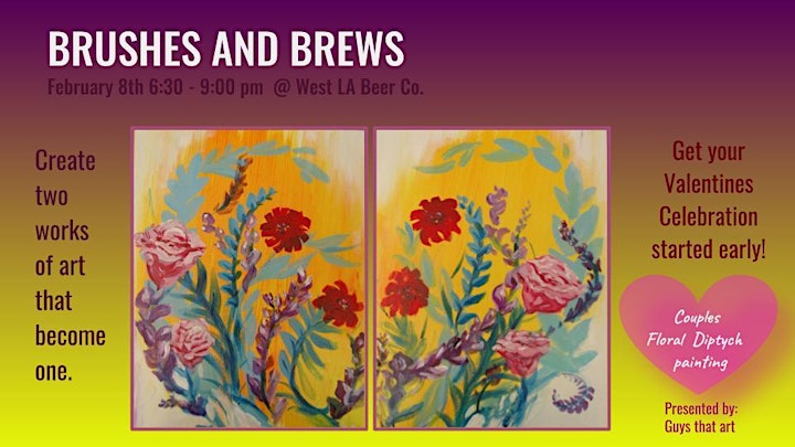 
		BRUSHES AND BREWS PRESENTS: VALENTINES FLORAL DIPTYCH PAINTING! image
