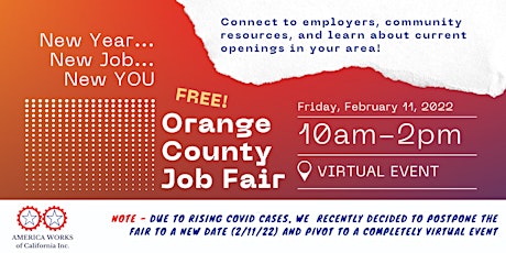 Virtual Orange County Employment Fair — New Year, New Job, New YOU tickets