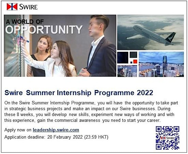 Swire Summer Internship Programme 2022  (Putonghua session) image
