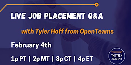 Live Job Placement Q&A with Tyler Hoff from OpenTeams biglietti