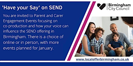 SEND Parent Carer Engagement Event online - 22nd January 2022 tickets