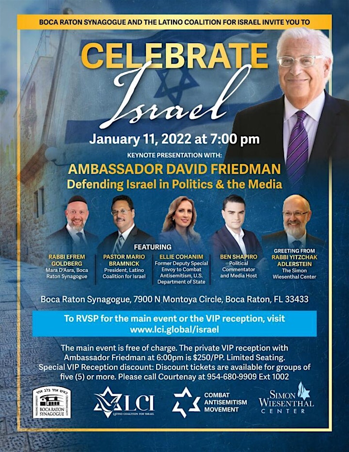 
		Night to Celebrate Israel with Ambassador Friedman image

