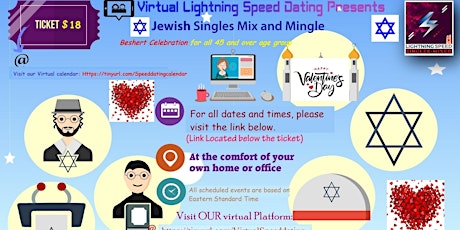 Zoom Virtual Jewish Singles Get2gether: Valentines Eve Mixer 45 and over ingressos