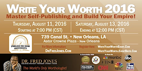 WRITE YOUR WORTH 2016:  Master Self-Publishing and Build Your Empire! primary image