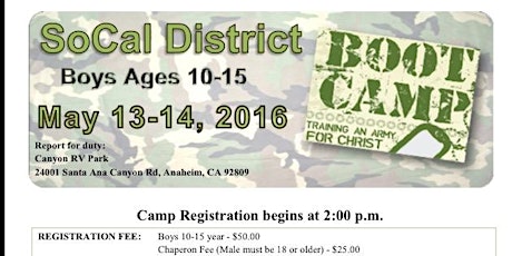 SoCal Boys Boot Camp 2016 primary image
