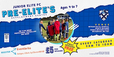 2022 Pre-Elites Football Sessions. (Ages 4-7 year olds) tickets