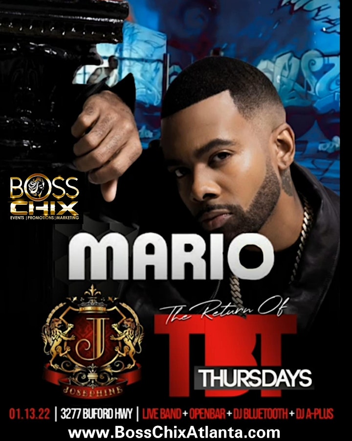 
		TBT Thursdays w/ RnB Superstar "MARIO'  Live + Open Bar 8P-11P + Live Music image
