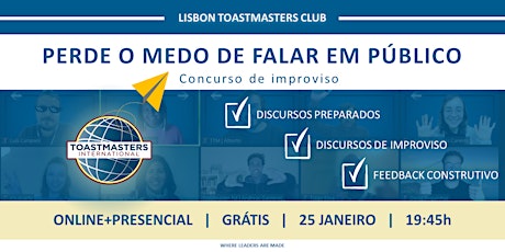 Lisbon Toastmasters Club | Concurso de improviso HÍBRIDO! | 25-01-21 @19h45 bilhetes