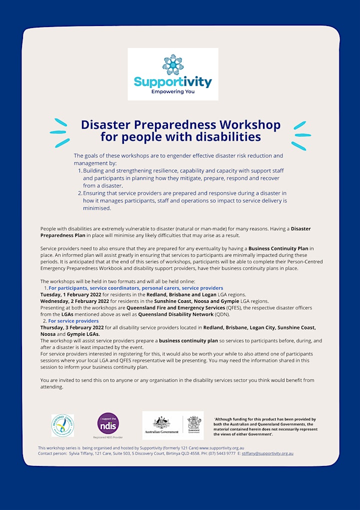 Disaster Preparedness Workshop for People with Disability (Online) image
