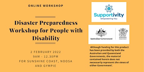 Disaster Preparedness Workshop for People with Disability (Online) tickets